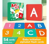 54 pièces/set, cartes d'apprentissage de l'alphabet et des chiffres pour la classe, cartes éclair d'apprentissage précoce ABC : A-Z recto-verso, illustrations de l'alphabet et des chiffres de 0 à 100 