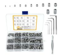 540 Pcs Vis Sans Tête M2 M3 M4 M5 M6 M8, Argent | Vis Poignée de Porte, Vis Poignées de Portes à Tête Hexagonale en Acier Inoxydable pour Visser Pointeau Poignées de Portes