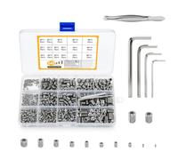 540 Pcs Vis Sans Tête, M2 M3 M4 M5 M6 M8, Argent | Vis Poignée de Porte, Vis Poignées de Portes à Tête Hexagonale en Acier Inoxydable pour Visser Pointeau Poignées de Portes