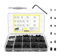 540 Pcs Vis Sans Tête, M2 M3 M4 M5 M6 M8 Vis Poignée de Porte | vVis Poignées de Portes, Visserie à Tête Hexagonale pour Visser Pointeau Poignées de Portes, Noires
