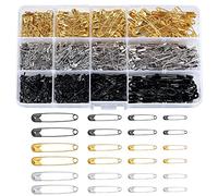 540 Pièces Épingles de Sûreté, Épingle a Nourrice, Épingle à Couture Petite Moyenne Grande Taille pour Artisanat Couture Vêtements, Or Argent Noir, 19 mm, 22 mm, 28 mm, 38 mm