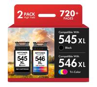 545 et 546 Cartouche Encre Compatible pour Canon 545-546 Cartouches d'encre PG-545 CL-546 XL pour Canon Pixma TS3550 TS3450 TS3350 TS3150 TS3451 TS3150 Imprimantes PG-545XL CL-546XL (Noir Couleur) 2 C