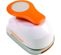 Fiskars Perforatrice à levier, Cercle, Ø 2,5 cm, Convient aux droitiers et aux gauchers, Acier/Plastique, Blanc/Orange, À levier, M, 1004748