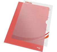 54834 Premium A4 Corner-Folder,Grained Matt,Transparent,Red,Polypropylene 115 Microns,Pack Of 100