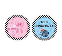 54pcs Autocollant Gender Reveal, 5cm Rose Bleu Autocollant Gender Reveal Fille Garcon Étiquette Auto-Adhésif Garçon Fille pour Décoration Cupcakes Boîtes Bonbon Invitation (Style Roue et Arc)