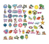 54PCS Décorations de Plage pour l'été Charmes de Chaussure,Charmes de Chaussure,Charms Crocs Dessin Cartoon,Chaussure en PVC Deco Croc Clips,Breloque pour Sabots Sandales,Cadeau de Fête d'anniversaire