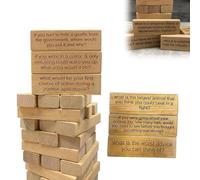 54Pcs Ice Breaker Questions Tumbling Tower Game, Questions Brise-Glace Jeu de la Tour de culbuto, Jeu de Tour de culbutage de Questions,Jeu de Tour d'empilage de Blocs de Bois Amusants
