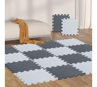 54pcs Tapis d'éveil Puzzle Tapis de jeu pour bébés et jeunes enfants 30x30cm blanc+gris foncé