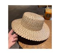 (55-58CM-01) Chapeau de paille d'été Chapeau de soleil à dessus plat français Chapeau de soleil de plage