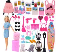 55 Accessoires De Poupée Barbie Chaussures Valise Sac À Dos Meubles De Maison De Poupée Appareils De Vie