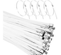 55 Attaches de câble Robustes, Collier de serrage inox en Acier Inoxydable Serre-câbles Autobloquante 4,6x500mm Pour enroulement d'échappement,bande de protection contre la chaleur