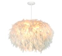 55 cm/17,8"Ellipsoïde Plume Blanche Suspension Abat-Jour en Plumes Plafonnier Lustre en Plumes pour Salon, Chambre à Coucher, Salle à Manger