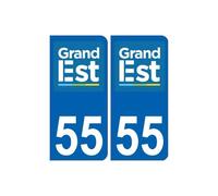 55 Meuse autocollant plaque immatriculation auto département sticker Grand-Est nouveau logo 2 - Angles : arrondis