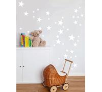 55 mixtes Taille étoiles Stickers muraux Autocollant Kid Art Chambre d'enfant Décoration chambre à coucher en vinyle - blanc