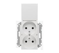 55 MODULE BLANC MAT PRISE 2X Z/U AVEC RABAT IP44 TGZ2BMCZ.01/111