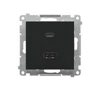 55 MODULE NOIR MAT CHARGEUR USB TYPE A+C 55 TEC2CAQ.01/149