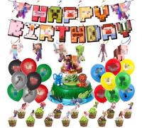 55 Pièces Décoration Anniversaire Gamer, Kit de Décoration de Fête d'Anniversaire, avec Bannières d'Anniversaire, Décorations de Cupcakes, Ballons, Décorations à Spirale Suspendues