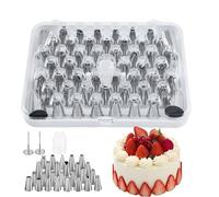 55 Pièces Douille Patisserie Professionnelle-Douille Patisserie Inox,Douilles Saint Honoré,Réutilisables,Adaptées À La Décoration De Gâteaux,Tartes Et Biscuits,Comprenant 1 Boîte De Rangement