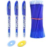55 Pièces Recharge Stylo Effacables, 0.5mm Recharge Pour Stylo Effacable, Compatible Frixion Ball Et Ball Clicker, Idéal Pour Écriture Précise Corrections Sans Traces, 3 Stylos Effaçables, 2 Gommes