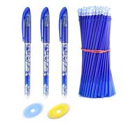 55 Pièces Recharge Stylo Effacables, 0.5mm Recharge pour Stylo Effacable, Compatible FriXion Ball et Ball Clicker, Idéal pour Écriture Précise Corrections Sans Traces, 3 Stylos Effaçables, 2 Gommes