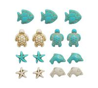 55 pièces synthétique perles turquoise bleu blanc étoile de mer tortue dauphin océan charms pour faire des bijoux été plage pendentif collier bracelet artisanat DIY Findings