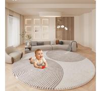 55" Thick Baby Play Mat, 1.2" Cushioned Velvet Surface, High-Density Foam with Non-Slip Bottom - Soft & Safe Floor Mat for Infants, Toddlers, Tummy Time & Playpen Use (Style-E,31")