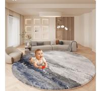 55" Thick Baby Play Mat, 1.2" Cushioned Velvet Surface, High-Density Foam with Non-Slip Bottom - Soft & Safe Floor Mat for Infants, Toddlers, Tummy Time & Playpen Use (Style-G,55")