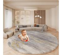 55" Thick Baby Play Mat, 1.2" Cushioned Velvet Surface, High-Density Foam with Non-Slip Bottom - Soft & Safe Floor Mat for Infants, Toddlers, Tummy Time & Playpen Use (Style-F,40")