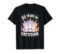 55 Years of Cattitude, Mignons Chats dans des Chapeaux de fête d'anniversaire Amusants T-Shirt