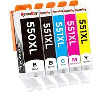 550 551 XL Lot de cartouches d'encre compatibles avec Canon PGI-550 PGBK CLI-551 XL pour Pixma MX925 IP7250 MG5650 MX725 MX920 MG5550 IP7200 MG6650 MG6450 IX6850 MG5450. Lot de 5