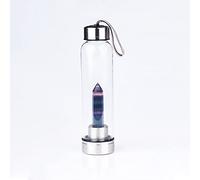 550 Ml Bouteille De Verre De Pierre Précieuse De Voyage Bouteille D'eau Cristalline Fluorite Arc-en-ciel Avec Un Point De Cristal Naturel Reiki Guérison Obélisque Baguette Eau De L'énergie Infusée