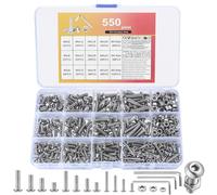 550 PCS M3 M4 M5 Vis Boulons et écrous, Vis à Tete Cylindrique à Six Pans Creux avec écrous, Kit Assortiment Boulons à Tete Hexagonale à Tète Ronde en Acier lnox