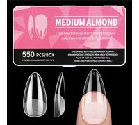 550 Pièces Capsule Americaine Ongle Amande, 11 Tailles Capsules Ongles Gel Couverture Complète, Semi Givré Faux Ongles pour Débutant en Manucure, Prothésiste Ongulaire et Salons Nail Art à Domicile