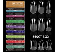 550 pièces pointes d'ongles en Gel souple couverture complète faux ongles conseils pour Extensions d'ongles en acrylique ongles artificiels transparents en amande courte Oval Medium