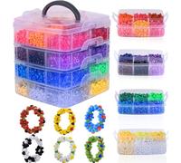 5500 Pony Beads 6 x 9 mm, 24Couleurs 1,65 Kg, Perles Pour Bracelet, Perle Cheveux, Perles en Plastique avec Grand Trou, Pour Colliers, Porte-clés, tapis, Fabrication Artisanale A grande Echelle