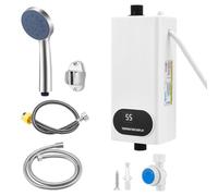 5500 W Chauffe-eau Instantané Sans Réservoir avec Ensemble de Douche, Chauffe-eau 220 V avec Écran LCD Numérique et Boutons Tactiles, Convient pour Douche, Salle de Bain/Cuisine/Lavabo