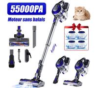 55000PA/500W Aspirateur balai sans fil, 50 Minutes Autonomie Aspirateur sans fil,8 en 1 Aspirateur balai avec Rechargeable Support Mural