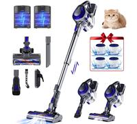 55000PA/500W Aspirateur balai sans fil, 50 Minutes Autonomie Aspirateur sans fil,8 en 1 Aspirateur balai avec Rechargeable Support Mural 2 batteries