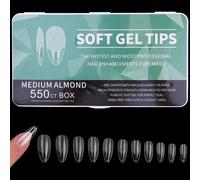 550pcs Faux Ongles, Goutte D'eau Façon Amande Acrylique Capsules Ongles Transparent Pose Americaine Ongle Avec Valise De Rangement Pour Les Studios De Manucure 11 Tailles