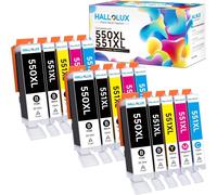 550XL Cartouches d'encre Compatible Remplacement pour Canon 550 551 PGI-550XL pour Pixma MX925 iP7200 iP7250 MG5650 MG7550 MG6350 MG6650 MX725 MX920 (PGBK Noir Cyan Magenta Jaune, 15-Pack)