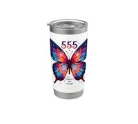 555 Angel Number Embrace the Change Papillon Spiritual Gobelet isotherme en acier inoxydable double paroi