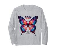 555 Angel Number Embrace The Change Papillon Spiritual Manche Longue