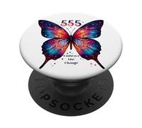 555 Angel Number Embrace The Change Papillon Spiritual PopSockets PopGrip Adhésif