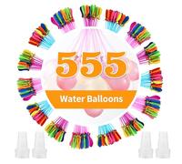 555 PCS Bombe a Eau，Coloré Ballon d'Eau，Ballon Bombe A Eau Fermeture Automatique，Bombe à Eau Avec 4 raccords de robinet，Convient pour la plage, les fêtes à la piscine, les jeux pour adultes et enfants
