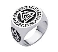 555Jewelry Bague nordique en acier inoxydable avec symbole runique Viking pour homme - Bague de pouce celtique nordique vintage - Taille US 7-13, US SIZE 8, Acier inoxydable, Pas de pierre précieuse