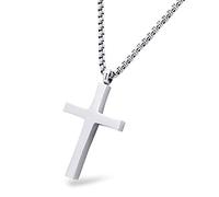 555Jewelry Collier avec pendentif en forme de croix en acier inoxydable réglable 40,6 à 71,1 cm, 28 inches, Acier inoxydable, Pas de pierre précieuse