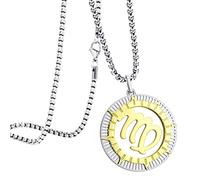 555Jewelry Collier avec pendentif signe du zodiaque en acier inoxydable pour homme et femme, Acier inoxydable, Pas de gemme