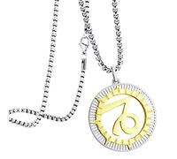 555Jewelry Collier avec pendentif signe du zodiaque en acier inoxydable pour homme et femme, Acier inoxydable, Pas de gemme