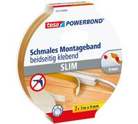 tesa Ruban de montage Powerbond extra étroit mousse adhésif double face beige 5 m x 9 mm 2 rouleaux
