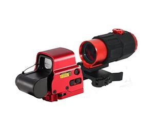 558 + G45, 558 vert et rouge Dot Reflex et loupe G45 5x, vue optique holographique hybride avec loupe G45, multiplicateur rollover à dégagement rapide, pour montage sur rail de 20 mm (rouge)